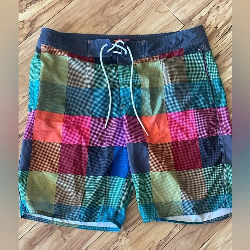 American Eagle Outfitters Colorful Plaid Swim Shorts